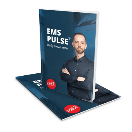 3D mockup of the EMS Pulse Daily Newsletter by Expat Money