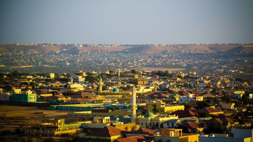 Vista aérea de Hargeisa, a maior cidade da Somalilândia, Somália