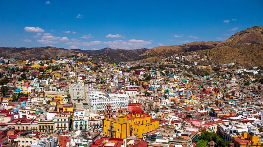 Una Toma Aérea De La Ciudad De Guanajuato En México 