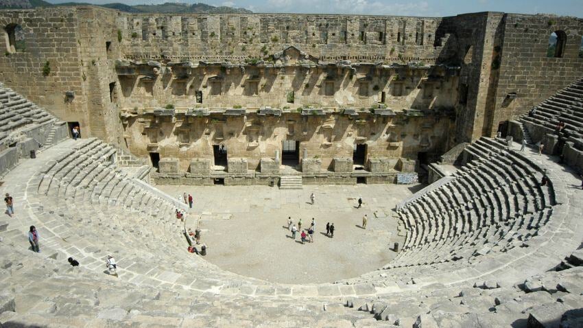 The Aspendos Theatre, a Roman architectural marvel near Antalya, is one of the best-preserved ancient theatres, renowned for its acoustics and still hosting concerts and festivals for up to 15,000 spectators