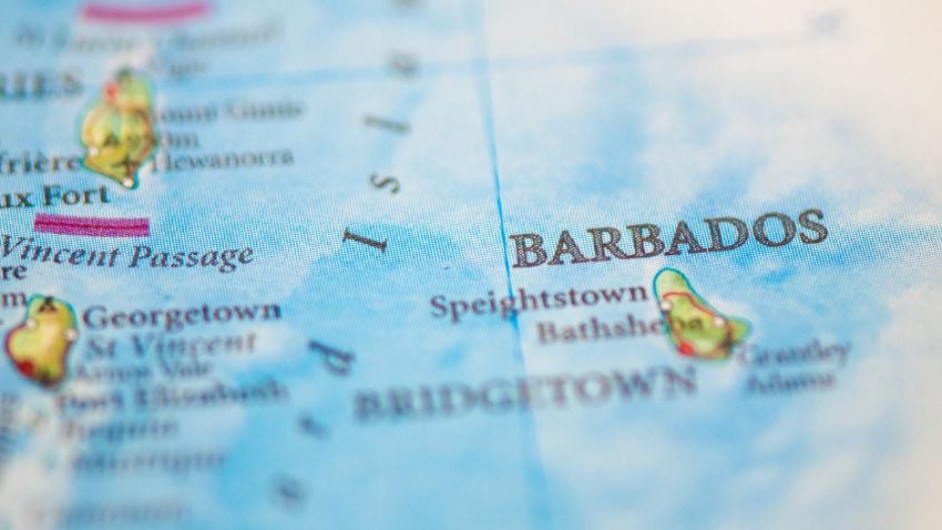 Barbados on a map.