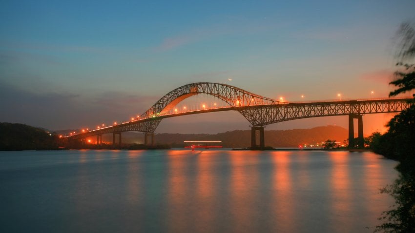 Beautiful bridge connected South and North Americas, "Puente de las Americas" in Panama