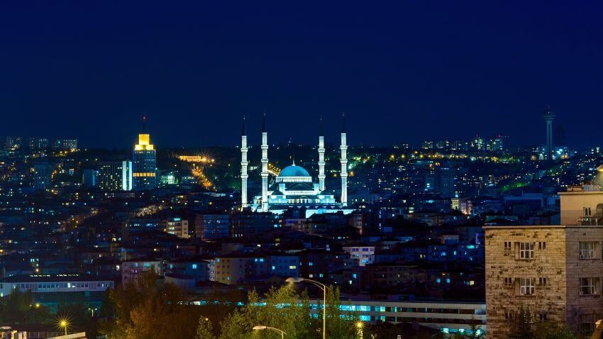 Citadel of Ankara in the Night, Turkey