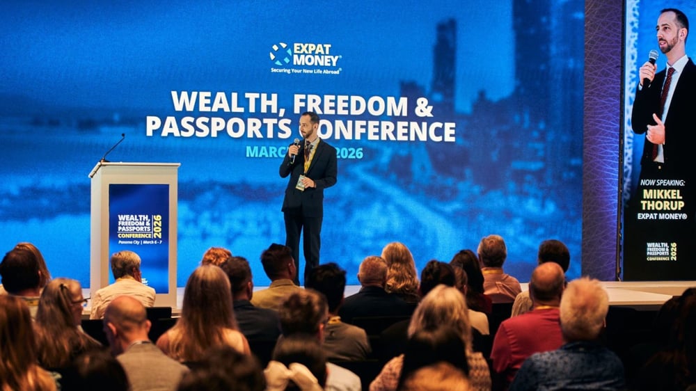 Mikkel on Stage Wealth, Freedom & Passports Conference 2026
