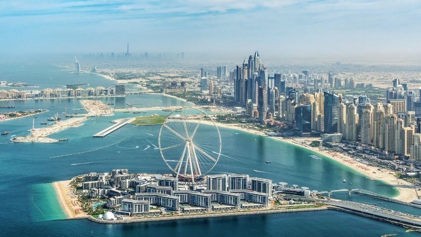 Dubai Marina and Dubai Eye Ferris Wheel