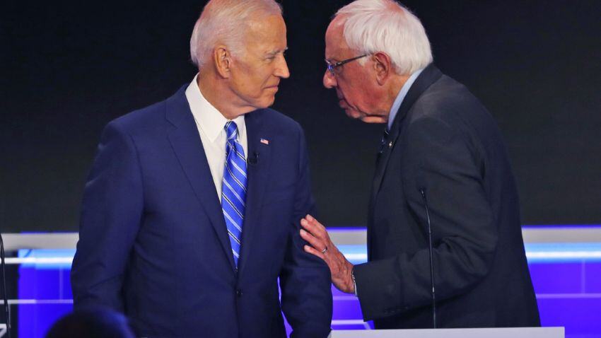 In the photo you can see two socialists (Joe Biden and Bernie Sanders) eager to destroy America and everything it stands for, and one of them is succeeding