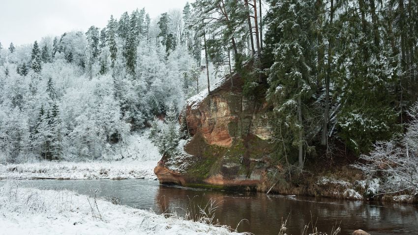 Latvia, River Amata at winter