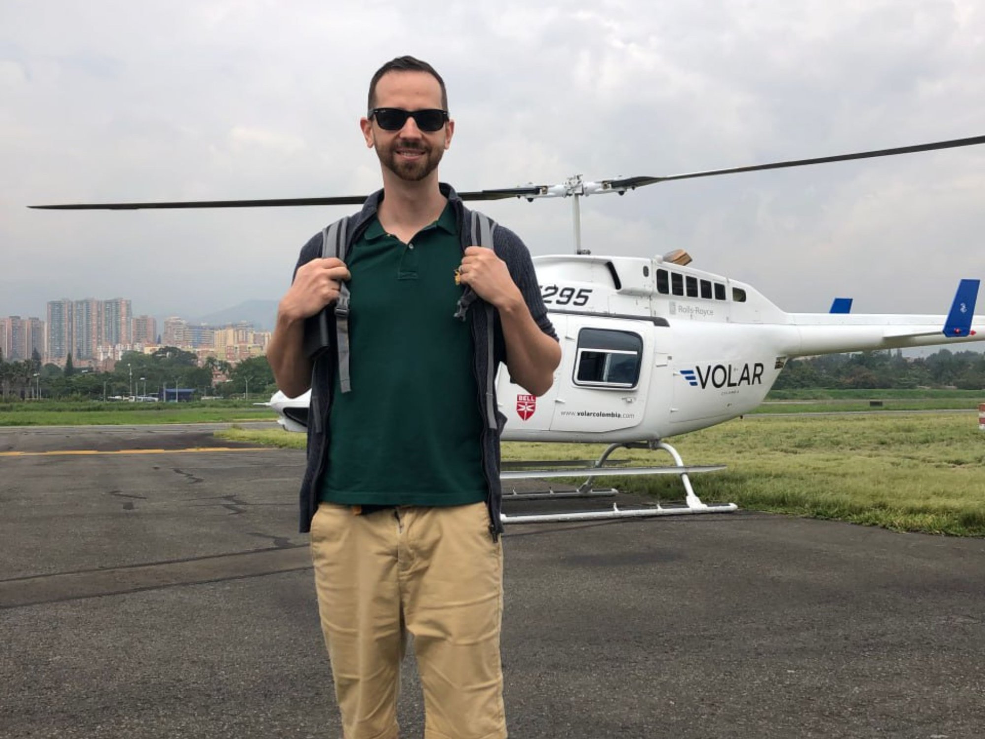 Mikkel Thorup prepares a helicopter trip - Cost of living in colombia, where to go in Colombia, cost of living in Colombia