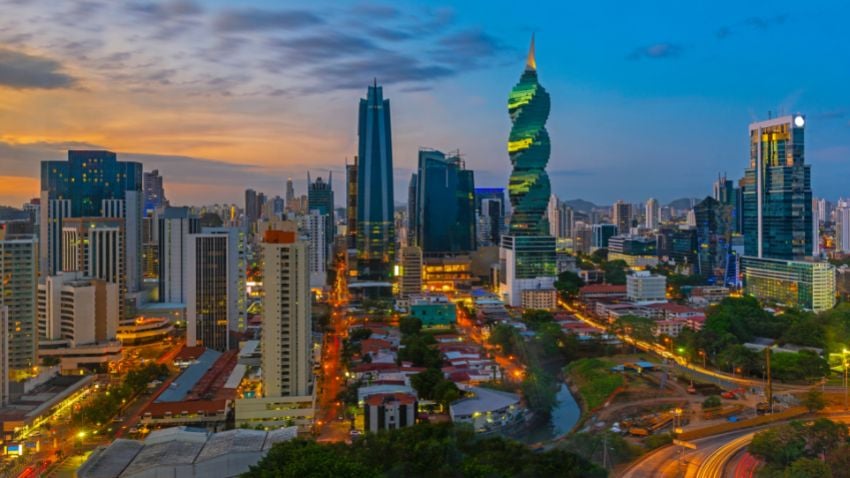 Panama City at dusk