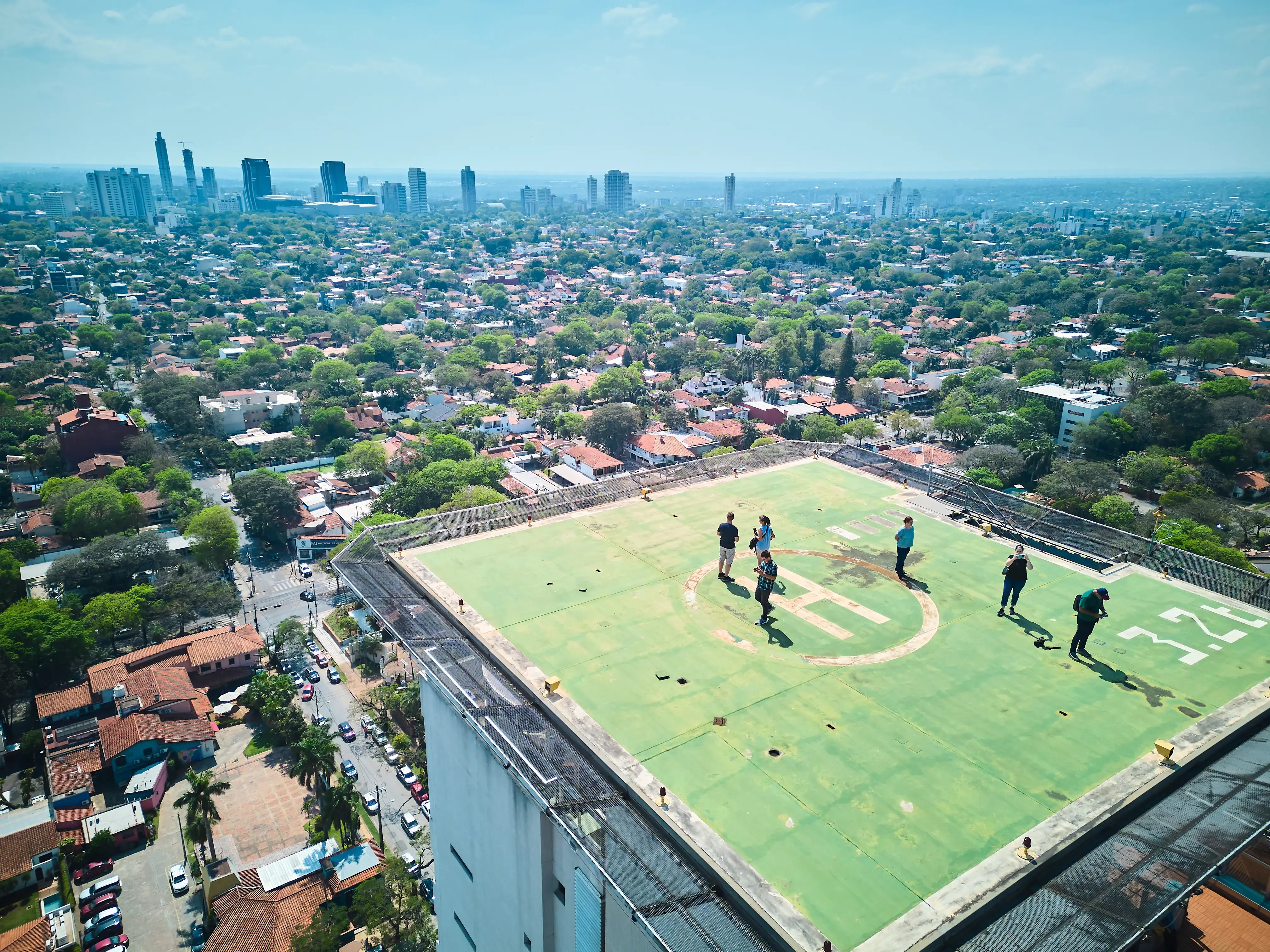 Group of people at the heliport, photo taken by drone — Paraguay, September 2025
