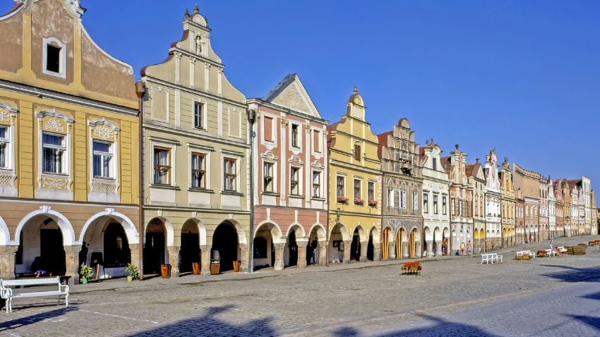 Edifícios tradicionais em Telc, República Checa