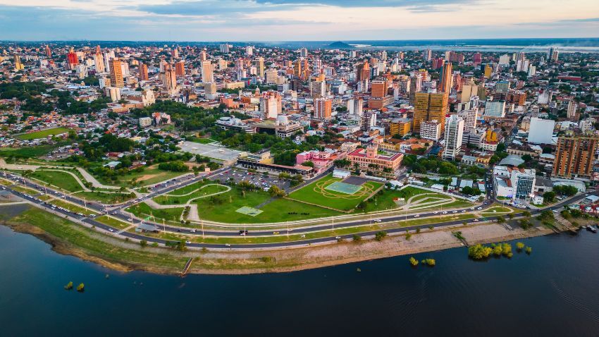 Aerial Drone Fly Above Asuncion City