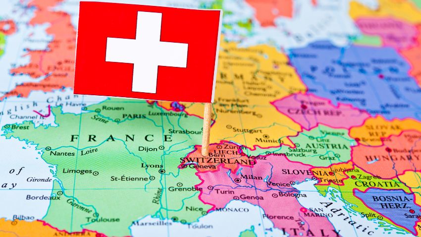 Map and Flag of Switzerland