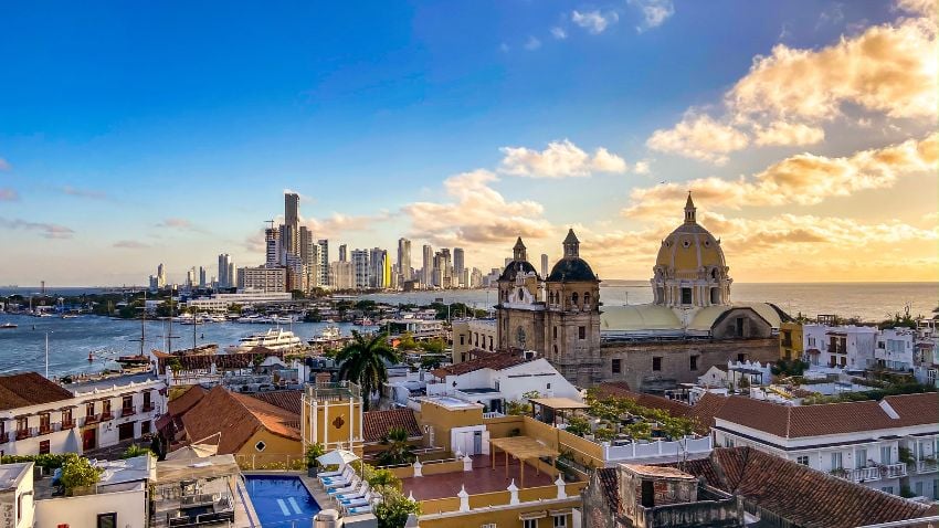 Ruas da Cartagena na Colombia