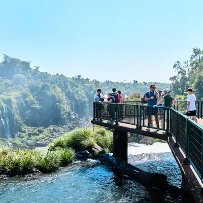 Group of people at the Iguazu Falls, Paraguay during the September 2025 tour.